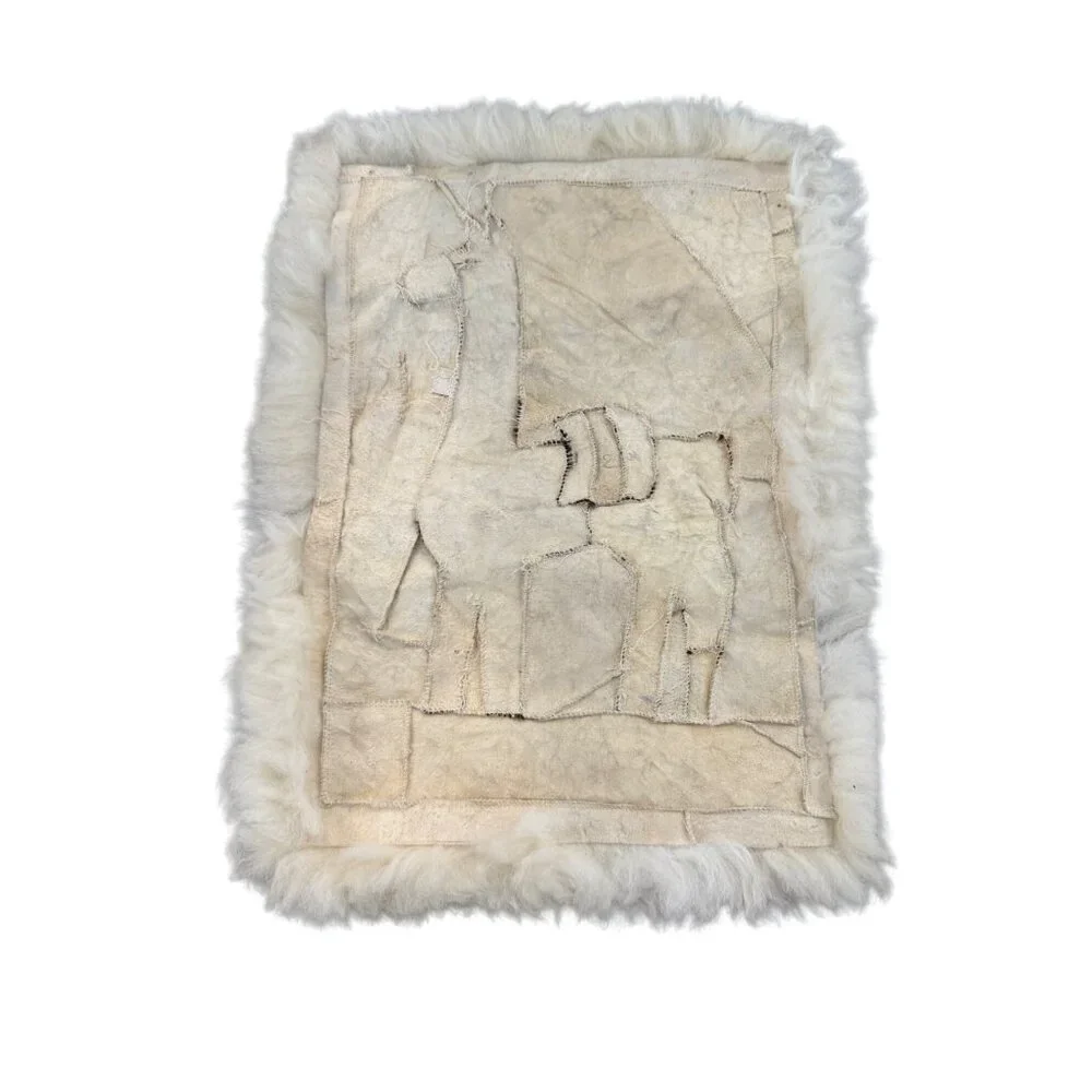 Alpaca Wool Handmade Wall Hanging 22"x16" Brown & White Accent - Picture 5 of 8